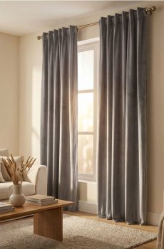 Набір оксамитових штор на тасьмі 2 pack - темно-сірий