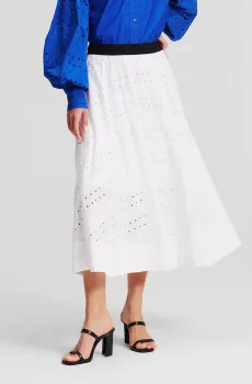 Женская белая юбка EMBROIDERY SKIRT Белый 38 Karl Lagerfeld 241W1200