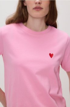 Reserved - Футболка с сердечком - пастельний рожевий - 165HT-03X
