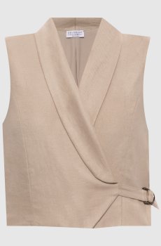 Бежевый жилет из льна