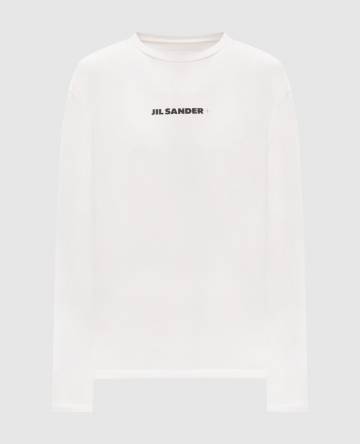 Белый лонгслив с принтом логотипа