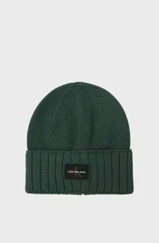 Мужская зеленая шапка MONO LOGO PATCH BEANIE RUB Зеленый ONESIZE Calvin Klein K50K512463