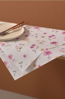Набір столових підставок з квітковим мотивом 2 шт. - пастельний рожевий