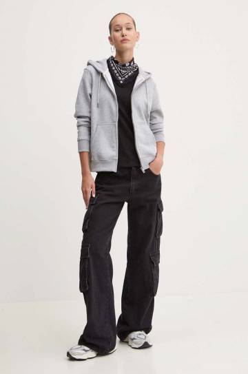 Кофта Guess Jeans женская цвет серый с капюшоном однотонная W4YQ03 KC811 Кофта Guess Jeans женская цвет серый с капюшоном однотонная W4YQ03 KC811