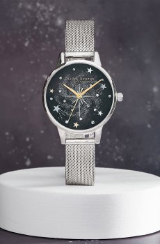 OLIVIA BURTON LONDON Women Black Celestial Embellished Analogue Watch OB16GD85