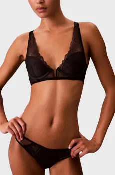 Женский черный бюстгальтер LIGHTLY LINED PLUNGE Черный 34A Calvin Klein LV00QF8357