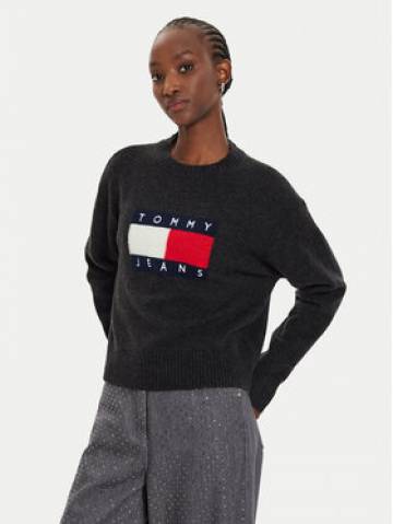 Tommy Jeans Светр Flag DW0DW18681 Чорний Relaxed Fit Tommy Jeans Светр Flag DW0DW18681 Чорний Relaxed Fit