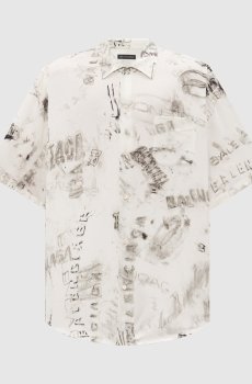 Рубашка цветная айвори с принтом логотипа