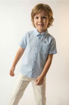 Бавовняна сорочка з кишенею - блакитний