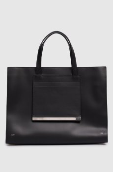 Черная кожаная сумка-тоут VESPERA с логотипом