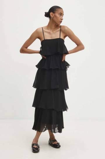 Платье Answear Lab цвет чёрный maxi расклешённая Платье Answear Lab цвет чёрный maxi расклешённая