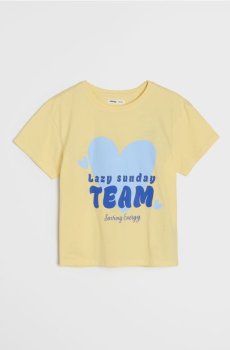 Бавовняна футболка з принтом - світло-жовтий