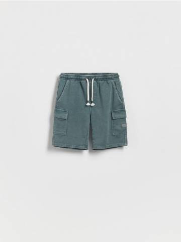 Reserved - Бавовняні шорти карго - сіро-зелений - 5467S-96X