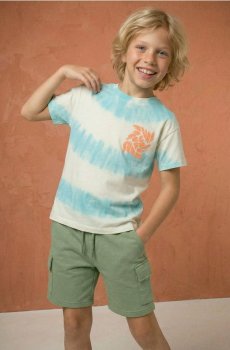 Бавовняна футболка з візерунком tie-dye - кремовий