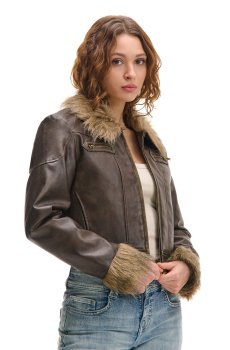 Cropp - Куртка зі штучної шкіри - коричневий