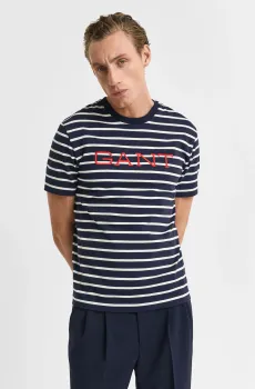 Мужская темно-синяя футболка в полоску GRAPHIC STRIPED Синий L Gant 2003307