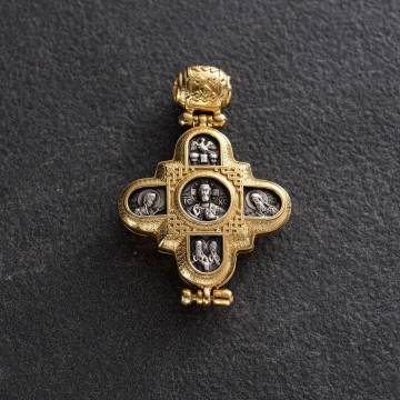 Серебряный мощевик с позолотой "Господь Вседержитель. Божия Матерь" 131805 Серебряный мощевик с позолотой "Господь Вседержитель. Божия Матерь" 131805
