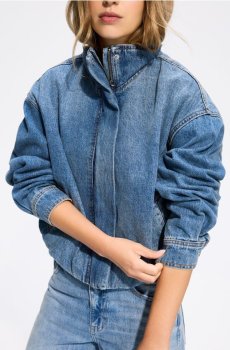 Reserved - Джинсова куртка з коміром-стійкою - синій - 529JX-55J