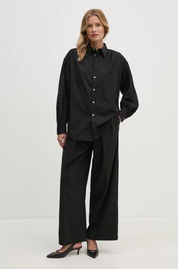 Хлопковая рубашка Polo Ralph Lauren женская цвет чёрный relaxed классический воротник 211941512 Хлопковая рубашка Polo Ralph Lauren женская цвет чёрный relaxed классический воротник 211941512