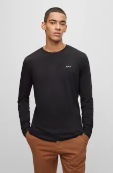 Мужской черный лонгслив Черный XL HUGO 50466159;001