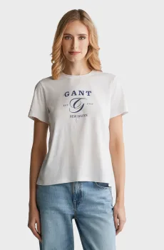 Женская белая футболка REG GRAPHIC Белый L Gant 4200563