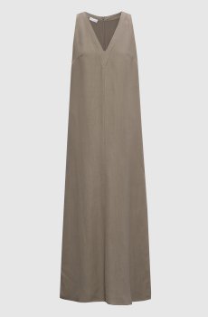 Коричневое платье с леном