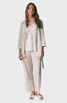 Женская белая пижама (халат, топ, брюки) Белый M womensecret 2543698