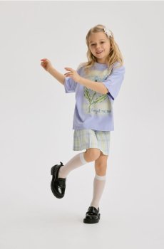 Reserved - Свободная футболка с принтом - гіацинтовий - 058HU-54X