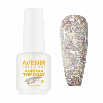 Топ для гель-лака Avenir Cosmetics Aurora Top Coat 01, 15 мл Топ для гель-лака Avenir Cosmetics Aurora Top Coat 01, 15 мл