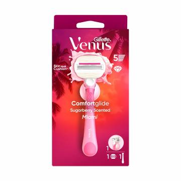 Станок для бритья Venus Comfortglide Miami Sugarberry женский, с 1 сменным картриджем Станок для бритья Venus Comfortglide Miami Sugarberry женский, с 1 сменным картриджем