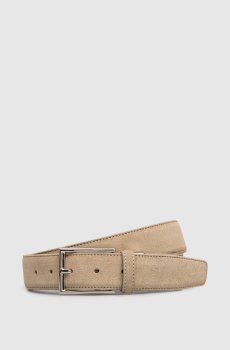 Бежевый замшевый ремень с логотипом