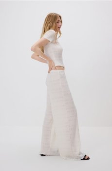 Reserved - Штани з текстурованої тканини - нюдовий - ZQ703-02X