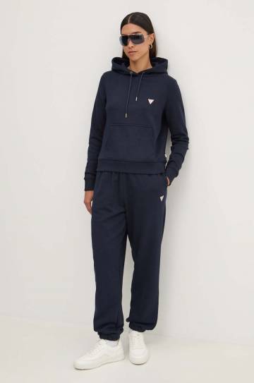 Кофта Guess Jeans женская цвет синий с капюшоном однотонная W4YQ04 KC811 Кофта Guess Jeans женская цвет синий с капюшоном однотонная W4YQ04 KC811