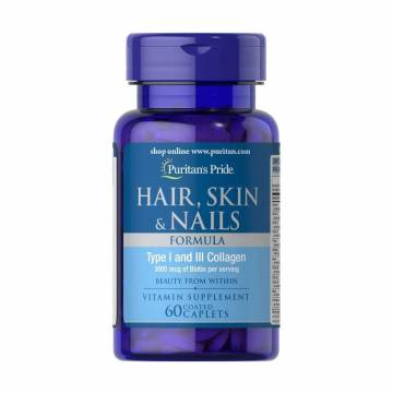 Комплекс для кожи, волос и ногтей Puritans Pride Hair Skin Nails, 60 капсул Комплекс для кожи, волос и ногтей Puritans Pride Hair Skin Nails, 60 капсул