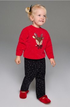 Святковий светр із оленем - червоний
