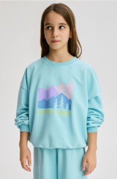 Reserved - Бавовняна футболка з принтом - світло-бірюзовий - 509EG-60X