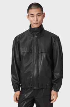 Мужская черная кожаная куртка STENTON Черный L AllSaints M026LF