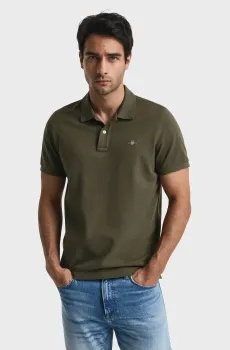 Мужское оливковое поло REG SHIELD SS PIQUE POLO Оливковый XXL Gant 2210