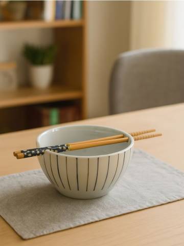 Миска з паличками - білий