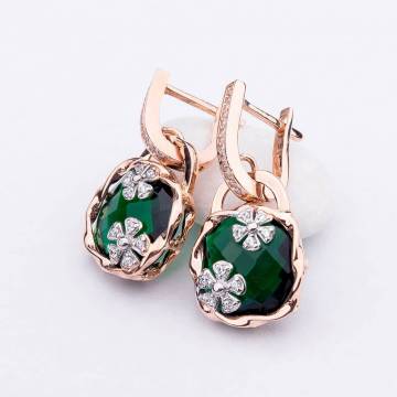 Золотые серьги с фианитом с03943 Золотые серьги с фианитом с03943