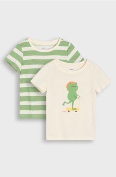 Бавовняні футболки з принтом 2 pack - кремовий