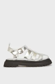 Женские серебристые кожаные сандалии Sam Серебряный 38 PRPY PRSLT5017W-1