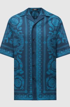 Синяя рубашка Barrocco из шелка