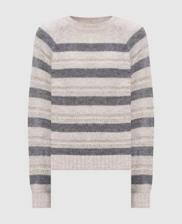 Серый свитер с шерстью альпаки в полоску Серый свитер с шерстью альпаки в полоску