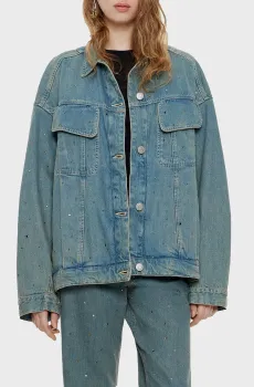 Женская синяя джинсовая куртка Синий M-L Bimba Y Lola 242BR4003.10404
