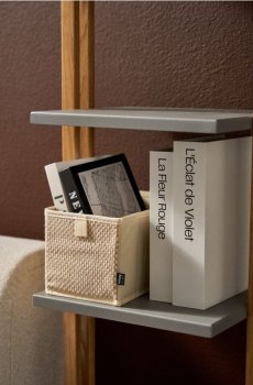 Кошик для зберігання з плетеним фронтом - бежевий