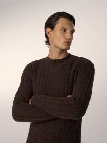 Reserved - Джемпер із додаванням вовни - коричневий - 447GQ-88X