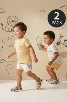 Бавовняні шорти 2 pack - бежевий