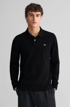 Мужское черное поло Черный L Gant 2230