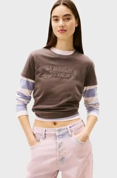 Женская коричневая футболка SCRIPT Коричневый S Tommy Jeans DW0DW22481